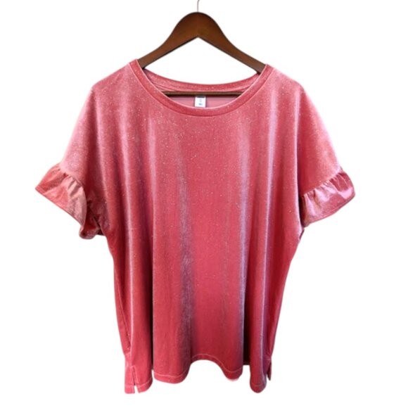 NWT Old Navy Shimmer Holiday Ruffle Sleeve Velour Top Size XL - Picture 3 of 5